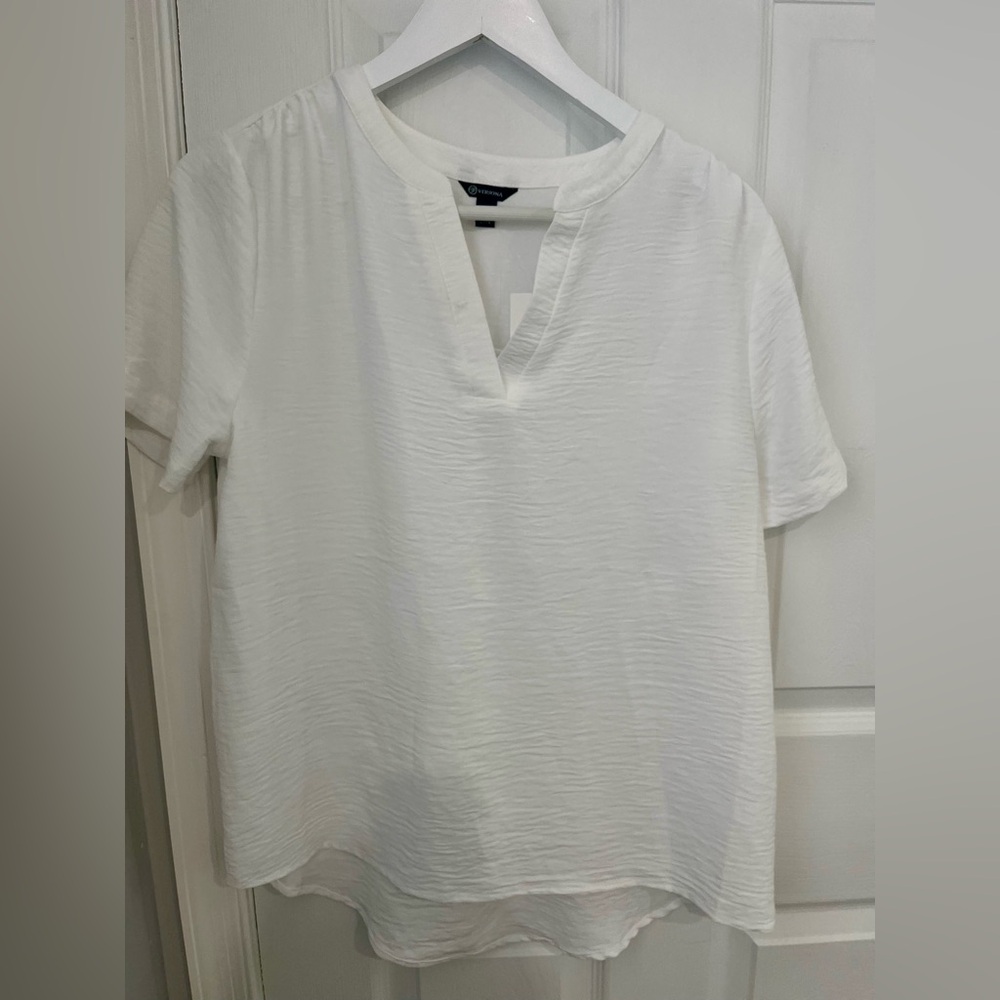 VERSONA White Crinkle  Short Sleeve Top-NEW!